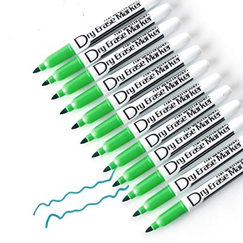 Volcanics Green Dry Erase Markers Low Odor Fine Whiteboard Markers Thin Box of 12 - Image 1