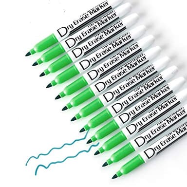 Volcanics Green Dry Erase Markers Low Odor Fine Whiteboard Markers Thin Box of 12 - Image 1