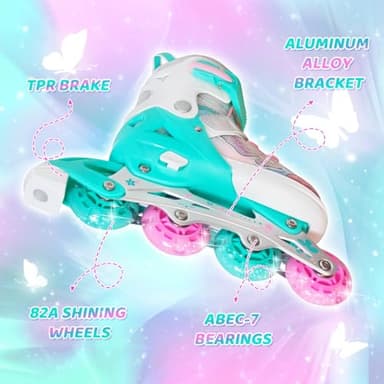 MammyGol Adjustable Inline Skates for Girls Boys Ages 4-12 with Light up Wheels & Butterfly Design – Vibrant Flashing Roller Skates, Perfect Beginner Skates for Kids Youth - Image 5
