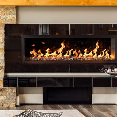 Pulovin 35 lbs Black Fire Glass for Propane Fire Pit, 1/2 Inch Fire Pit Glass Rocks for Gas Fireplace, Reflective Glass Rocks for Fire Pit Table - Image 4