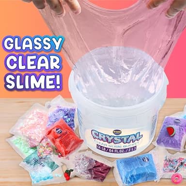 4 LB Huge Glassy Clear Slime Bucket Toy for Kids, FunKidz 64 FL OZ Premade Big Crystal Slime Pack Gift with 29 Sets Add-ins Jumbo Slime Kit for Girls Boys Party Present - Image 4