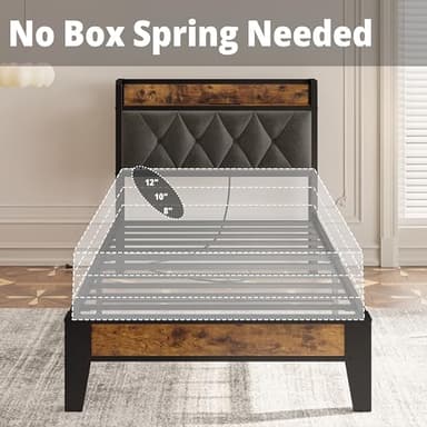 ANCTOR Twin Bed Frames, Storage Headboard with Outlets, Easy to Install, Sturdy and Stable, No Noise, No Box Springs Needed - Perfect for a Good Night's Sleep - Image 7