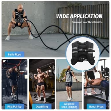 ZELUS Weighted Vest, 6lb/8lb/12lb/16lb/20lb/25lb/30lb Weight Vest with Reflective Stripe for Workout, Strength Training, Running, Fitness, Muscle Building, Weight Loss, Weightlifting, Black(25 lb) - Image 5