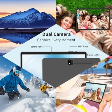 JJGJ Android 14 Tablet with Keyboard, 12GB RAM (6+6), 128GB Storage, 1TB Expandable, 8000mAh Battery, 10 Inch 2-in-1 Tablets, Includes Case, Mouse & Stylus（Green Case） - Image 7