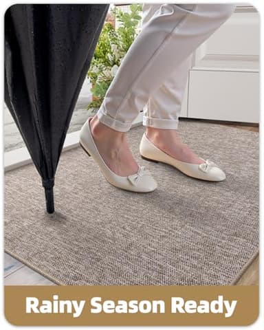 Color&Geometry Ultra Thin Indoor Door Mat (Rolled-up NO Creases) 48"x72", Non Slip Rubber Backed Dirt Trapper Door Mat Indoor Entrance, Low Profile Entryway Mat, Easy Clean, Light Brown Linen - Image 7