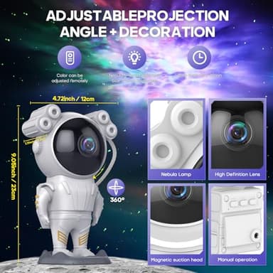Astronaut Light Projector with Nebula, Astronaut Galaxy Star Projector Starry Night Light, Timer & Remote Control, Bedroom Ceiling Projector, Best Gifts for Children & Adults - Image 5