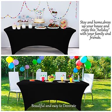 BDDC Table Covers for 6 Foot Tables, Black Washable and Wrinkle Resistant Stretch Tablecloths Rectangle 6ft for Events, Wedding, Banquets, Parties - Image 6