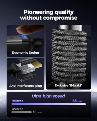 Silkland Certified HDMI 2.1 Cable, [4K@240Hz 144Hz 120Hz, 8K@60Hz] 1440P Ultra High Speed HDMI Cable 48Gbps (Upgrade Braided), HDR10+, eARC, HDCP 2.3, Compatible for Xbox/PS5/PS4/Roku TV-6.6ft - Image 6