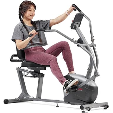 Sunny Health & Fitness Compact Performance Recumbent Bike with Dual Motion Arm Exercisers, Quick Adjust Seat & Exclusive SunnyFit® App Enhanced Bluetooth Connectivity - SF-RB420032 Gray - Image 1