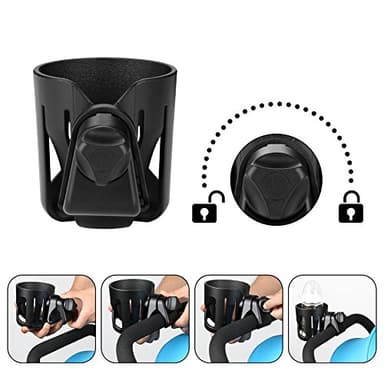 Accmor Universal Cup Holder, Stroller Cup Holder, 360° Rotatable Large Caliber Designed Bottle Holder for Stroller, Bike, Wheelchair, Walker, Scooter, Black - Image 4