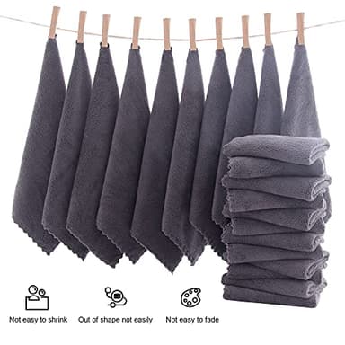 MOONQUEEN Ultra Soft Premium Washcloths Set - 12 x 12 inches - 24 Pack - Quick Drying - Highly Absorbent Coral Velvet Bathroom Wash Clothes - Use as Bath, Spa, Facial, Fingertip Towel (Grey) - Image 3
