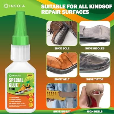 INSOIA Clear Super Glue for Shoe Repair, 20g, Waterproof, Strong, Quick Fix, Bonding Shoe Sole, Boots, Sandals, Sneakers, Leather & Footwear Items - Image 9