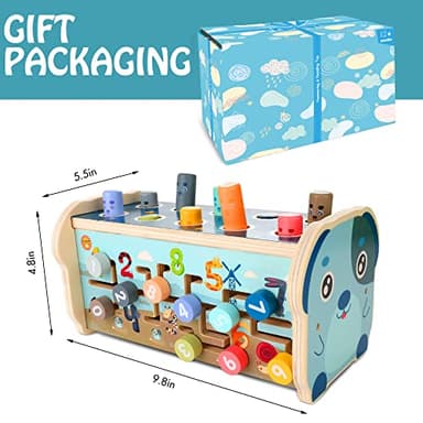 KIDWILL Montessori Pounding Toy for 1 2 Year Olds Wooden Hammering & Activity Board with Xylophone, Number Maze, Pounding Bench Educational Toddler Gift Toys Age 1-3 - Image 2