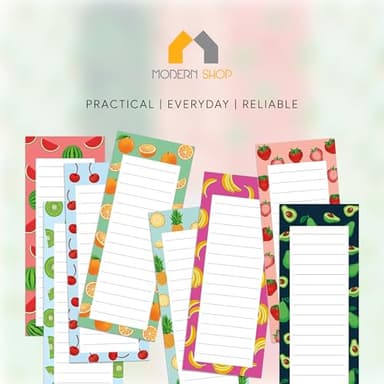 8 Magnetic Notepads – Notepads for Grocery List, Shopping List, To-Do List, Reminders -Strong Magnetic Back- Memo Notepad with Realistic Fruit Designs | 25 Sheets per Pad 7.5 x 3.5 inch (8 Pack) - Image 9