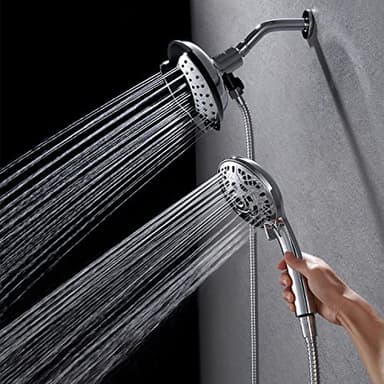 Shower Head with Handheld High Pressure: INAVAMZ Hand Held Shower Head & Rain Shower Head 2-IN-1 Shower Head with 59" Rotatable Stainless Steel Hose, Shower Trim Systems - Image 2