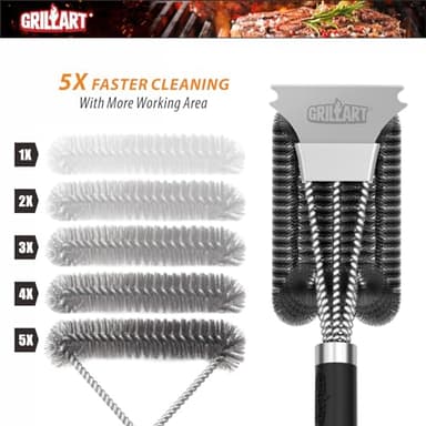 GRILLART Grill Brush and Scraper with Deluxe Handle, Safe Wire Grill Brush BBQ Cleaning Brush Grill Grate Cleaner for Gas Infrared Charcoal Porcelain Grills, BR-8529 - Image 3