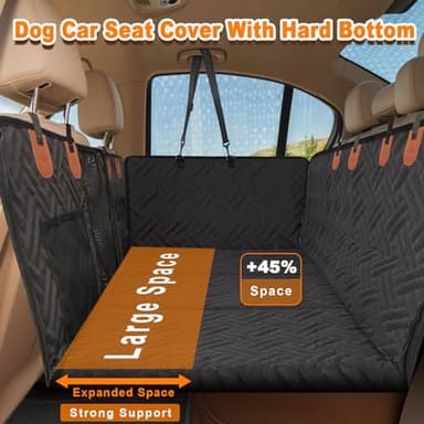 BIKAEIK Back Seat Extender for Dogs, Dog Car Seat Cover with Hard Bottom,Dog Hammock for Car Backseat Protector Waterproof Dog Car Seat Bed with Mesh Window for Cars,Trucks,SUVs - Image 2