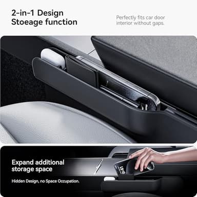 YONZEE 2-in-1 Car Steering Wheel Desk Tray & Car Seat Gap Filler Organizer – Foldable Carbon Fiber Look Table for Laptop, Eating Food, Writing – Universal Fit for Most Vehicles - Image 3