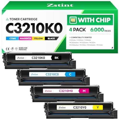 C3210K0 C3210C0 C3210M0 C3210Y0 Toner Cartridge(4-Pack with chip) Replacement Compatible for Lexmark C3224dw C3326dw C3426dw MC3224adwe MC3224dwe MC3224i MC3326adwe MC3326i MC3426adw MC3426i Printer - Image 1