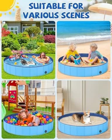 Foldable Dog Pool, YSJILIDE Portable PVC Dog Pet Swimming Pool, Collapsible Plastic Dog Bath for for Large Medium Small Dogs & Kids (87 x 16), Blue - Image 7