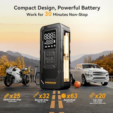Tire Inflator Portable Air Compressor - 4X Faster 160 PSI Portable Air Pump for Cars - Cordless Tire Inflators with Gauge - Portable Tire Inflator for Car, Pickup, Bike and More - Image 4