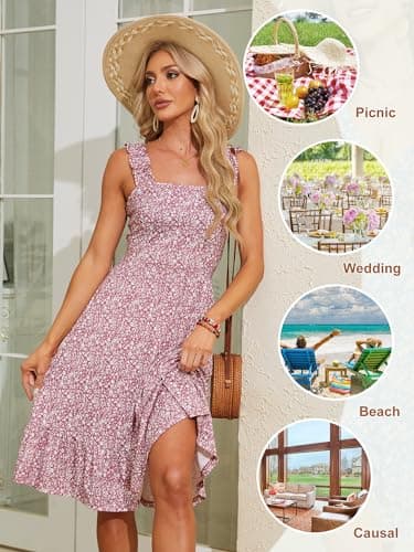 ZABERRY Sundresses for Women 2025 Cute Baby Shower Tank Floral Teen Corset Spring Milkmaid Sun Dress Fit and Flare Casual Womens Summer Dresses - Image 5