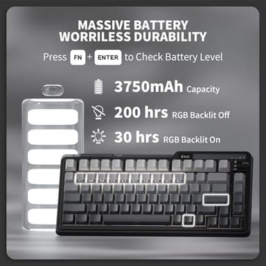 KZZI K75 Lite Wireless Mechanical Keyboard, 75% Gasket Mount RGB Gaming Keyboard w/ 3-Mode Knob BT 5.0/2.4G/USB-C Wired, Hot Swappable, 5-Layer Padding & Creamy Linear Switches, Compact 82 Keys - Image 7