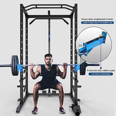 ULTRA FUEGO Power Cage, Multi-Functional Power Rack with J-Hooks, Dip Handles, Landmine Attachment and Optional Cable Pulley System for Home Gym (Power Cage with Pulley System) - Image 3