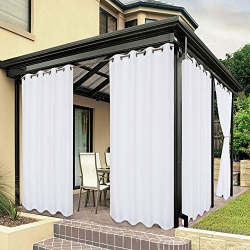 BONZER Outdoor Curtains for Patio Water Resistant Heavy Privacy Sunlight Blocking Grommet Outside Curtains for Porch, Pergola, Gazebo, 1 Panel, 84W x 120L inch, White - Image 1