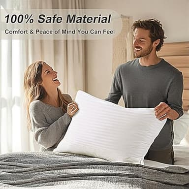 Favocama Bed Pillows Queen Size Set of 2 Hotel Collection Bed Pillow for Sleeping Queen Pillows 2 Pack for Back, Stomach or Side Sleepers Soft and Supportive Washable Pillows for Bedroom - Image 8