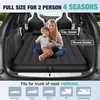 Uncle elk Tesla Model Y Mattress, Inflatable SUV Mattress for Portable Camping Mattress, Foldable Air Mattress with Air Pump and Storage Bag for Tesla Model Y and SUV Travel, Black - Image 2