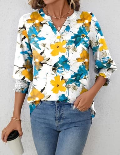 LOMON Women's V Neck 3/4 Sleeve T Shirts Casual Blouses Summer Tees Shirts - Image 6