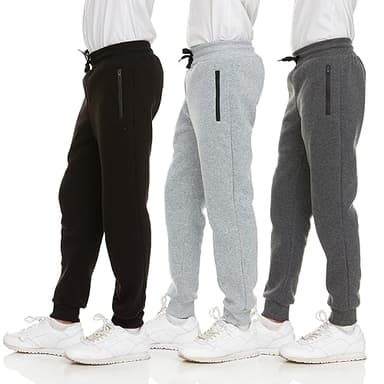 PURE CHAMP 3Pk Boys Sweatpants Fleece Athletic Workout Kids Clothes Boys Joggers with Zipper Pocket and Drawstring Size 4-20(SET1 Size 8) - Image 1