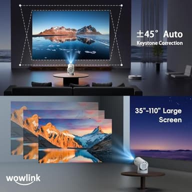 [Built-in Apps & 2025 Upgraded] Mini Projector with WiFi 6 and Bluetooth 5.4 Support 4K 1080P Auto Keystone 180° Rotatable Projector Portable Compatibile with HDMI/TV Stick/Memory Stick/Laptop, White - Image 6