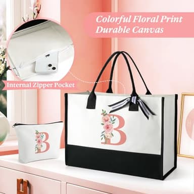 Birthday Gifts for Women Mothers Day Gifts for Mom Wife Grandma Daughter Sister Friends Female Tote Bag and Makeup Bag Set - Image 7