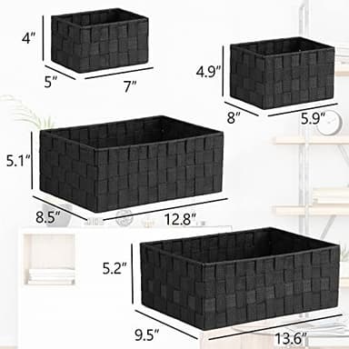 Posprica Woven Storage Baskets for Organizing 6 Pack, Large&Small Storage Cube Bins Set for Bathroom, Storage Boxes Container for Drawer, Closet, Shelf, Dresser, Black - Image 4