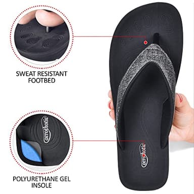 AEROTHOTIC Slip On Recovery Footwear Plantar Fasciitis Flip Flops for Women Yoga Mat Outdoor Walking Beach Ladies Arch Support Summer Thong Dressy Casual Sandals (Mellow Grey, Size 8) - Image 5