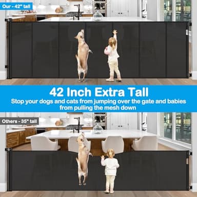 Reinforced Bottom 42" Extra Tall X 100" Extra Wide Retractable Baby Gate Extra Tall Retractable Dog Gate Outdoor Retractable Gate for Dog No Sagging Mesh Baby Gate Retractable Extra Tall Pet Gate - Image 4