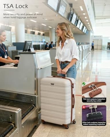 Coolife Luggage 3 Piece Set Suitcase Spinner Hardshell Lightweight TSA Lock (apricot white, 3 piece set(20in24in28in)) - Image 5