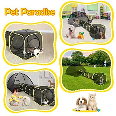 Outdoor Cat Enclosures for Indoor, Portable Mesh Tent, Outdoor pet Tunnel, Cat Playhouse with Adjustable Cat Harness and Leash for Walking, Colorful Tease Ball for Small Animals - Image 3