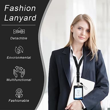 Retractable ID Badge Holder with Breakaway Lanyard,Heavy Duty Badge Reel,Detachable Keychain, Cruise Ship Cards Holder,for Nurse Officer Teacher Security Staff Women Men - Image 6