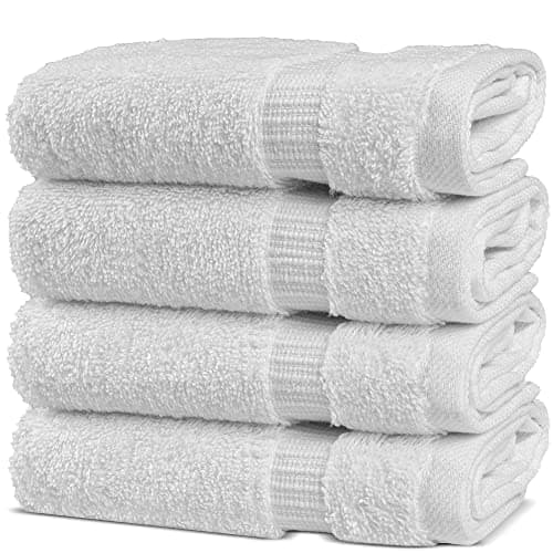 Chakir Turkish Linens | Hotel & Spa Quality 100% Cotton Premium Turkish Towels | Soft & Absorbent (4-Piece Washcloths, White) - Image 1