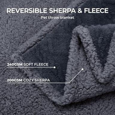Waterproof Pet Blanket, Liquid Pee Proof Dog Blankets for Sofa Bed Couch, Reversible Sherpa Fleece Furniture Protector Cover for Small Medium Large Dogs Cats,Dark Grey X-Large（85" x 57"） - Image 3
