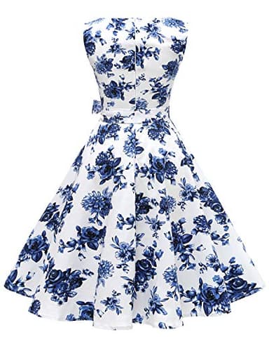 Hanpceirs Women's Boatneck Sleeveless Swing Vintage 1950s Cocktail Dress Porcelain M - Image 3