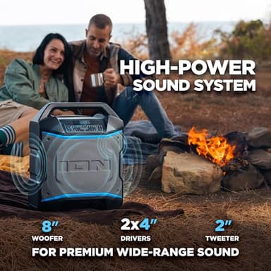 ION Block Rocker - Portable Bluetooth Outdoor Party Speaker with Karaoke Microphone, Battery, 4 Speakers, Radio, USB Port, App, Water-Resistant, 120W - Image 3