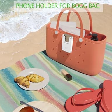 EASYDOG Silicone Phone Holder Compatible with Bogg Bag, Soft Silicone Charm Insert Accessories and Attachment for Bogg Beach Bags, Generic Portable Size Fits for iPhone and Android Phones White - Image 2