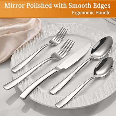 40-Piece Silverware Set, Heavy Duty Stainless Steel Flatware Cutlery Set Service for 8, Food-Grade Utensil Sets for Home Restaurant, Dishwasher Safe - Image 3