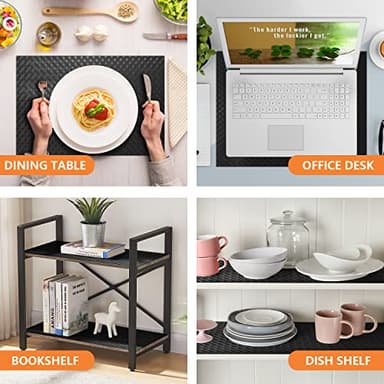 Shelf Liners for Kitchen Cabinets Refrigerator Liners Waterproof & Oil-Proof Kitchen Cupboard Liner Non-Slip Drawer Mats EVA Material Non Adhesive Fridge Liner for Shelves -Black 17.5 x 157.4 Inches - Image 2