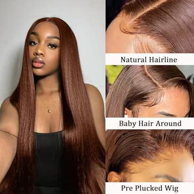 Cypha 28 Inch Chocolate Brown Lace Front Wigs Human Hair Pre Plucked 13x6 Straight Lace Front Wigs Human Hair 180% Density Colored #4 Light Brown Glueless Wig HD Lace Frontal Wigs for Women - Image 2