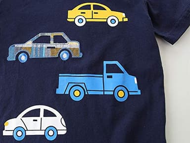 Funnymore Boy Summer Clothes,Navy Truck Short Sleeve T-Shirt and Short Outfit Set Size 7 - Image 3